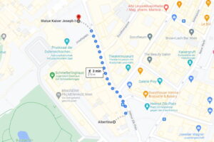 https://www.google.com/maps/dir/Albertina,+Albertinaplatz,+Wien/Statue+Kaiser+Joseph+II,+Josefsplatz+2,+1010+Wien/@48.2065202,16.3664494,18z/data=!4m14!4m13!1m5!1m1!1s0x476d079bf27e5ac1:0x66ef8a989f37deb8!2m2!1d16.3681824!2d48.2046992!1m5!1m1!1s0x476d07997a4020f1:0x857c9908856cdf11!2m2!1d16.3672511!2d48.2064688!3e2