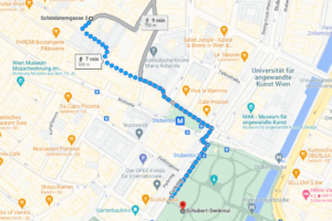 https://www.google.at/maps/dir/Sch%C3%B6nlaterngasse+3,+Wien/Schubert-Denkmal,+Parkring,+Wien/@48.2078426,16.3790652,17z/data=!4m14!4m13!1m5!1m1!1s0x476d079f8a1bb92b:0xb83a17b2d61f51c0!2m2!1d16.3770189!2d48.2094974!1m5!1m1!1s0x476d079ca65de13d:0x61ba2d8842293b2e!2m2!1d16.3797056!2d48.2057307!3e2